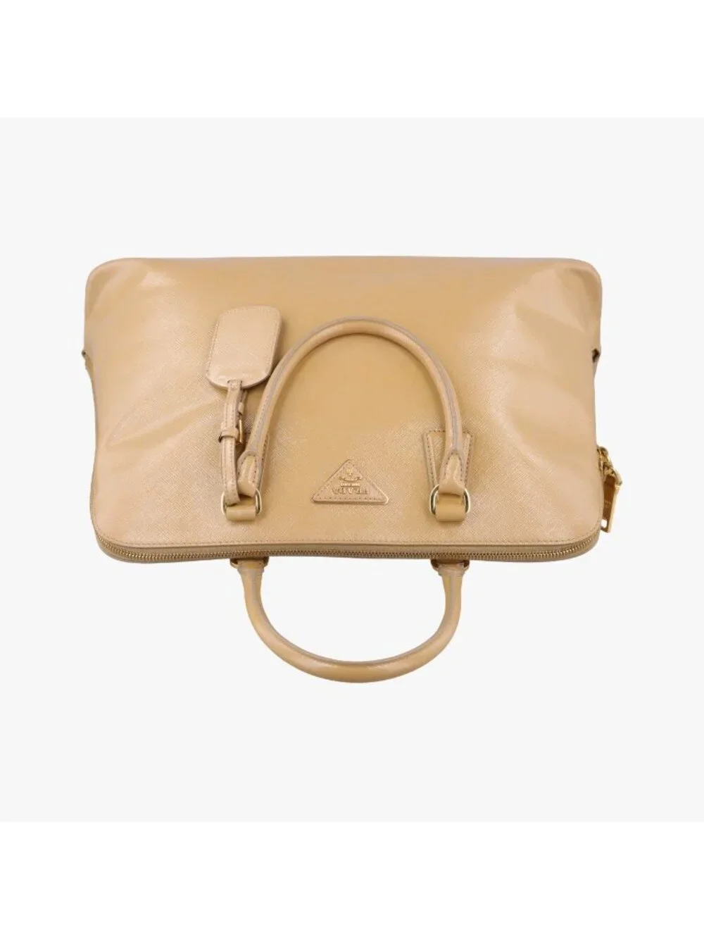Prada Pyramid Beige Patent 31 Handbag